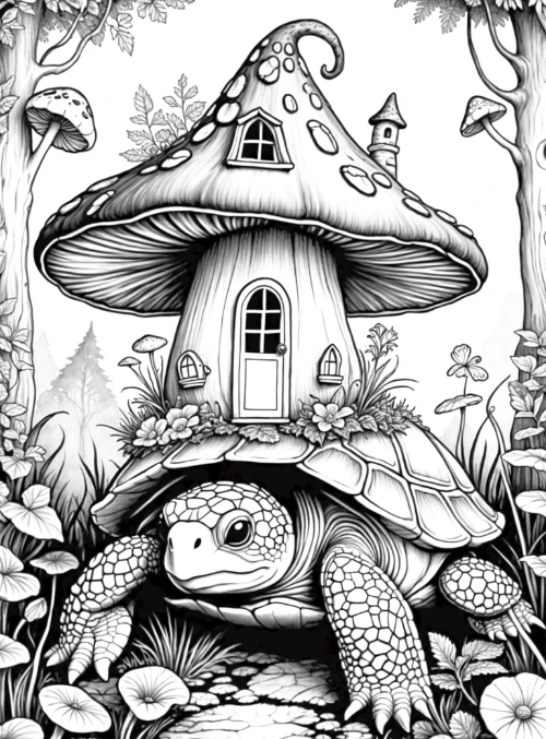 House on turtoise coloring page