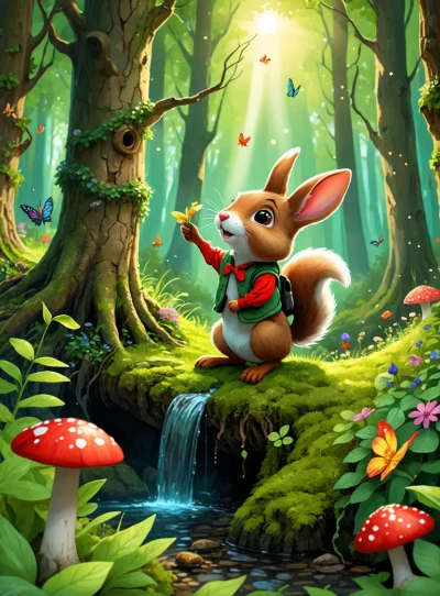 squirrel in the forest coloring